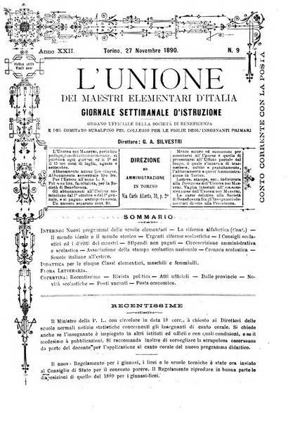 L'unione giornaletto didattico-politico degl'insegnanti primari d'Italia