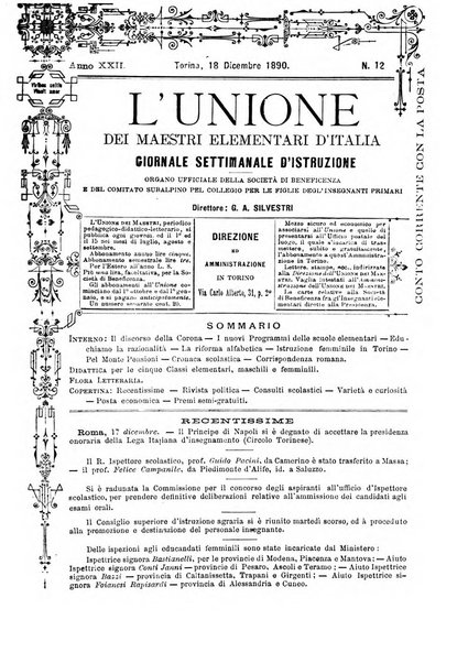 L'unione giornaletto didattico-politico degl'insegnanti primari d'Italia