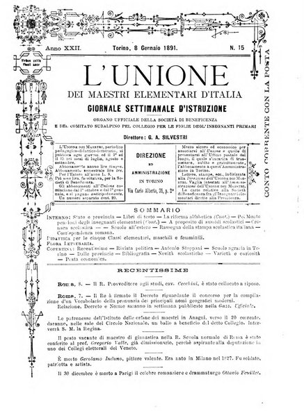 L'unione giornaletto didattico-politico degl'insegnanti primari d'Italia