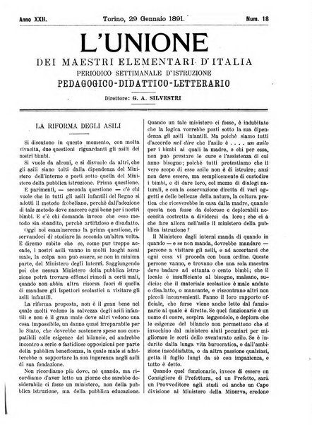 L'unione giornaletto didattico-politico degl'insegnanti primari d'Italia