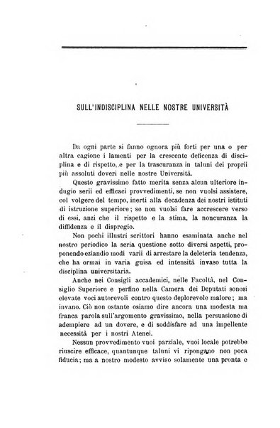 L'unione universitaria periodico mensile tra i professori universitari italiani