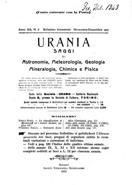 Urania saggi di astronomia popolare e scienze affini