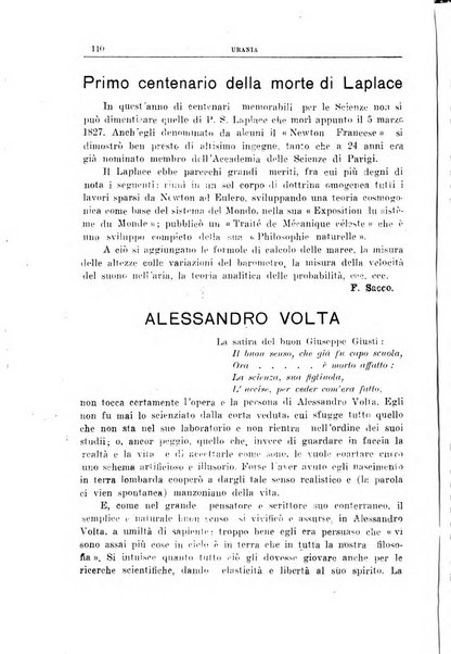 Urania saggi di astronomia popolare e scienze affini