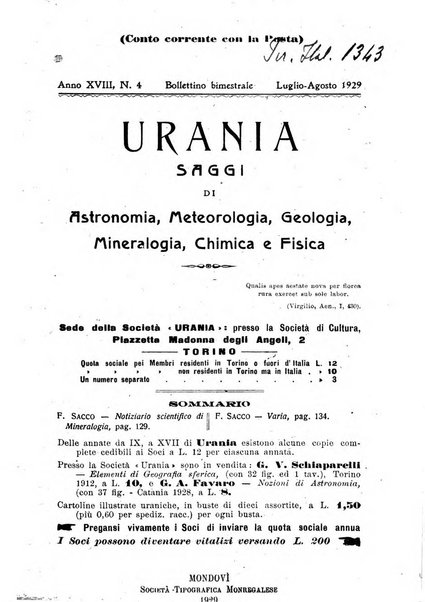 Urania saggi di astronomia popolare e scienze affini