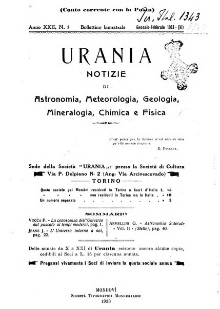 Urania saggi di astronomia popolare e scienze affini