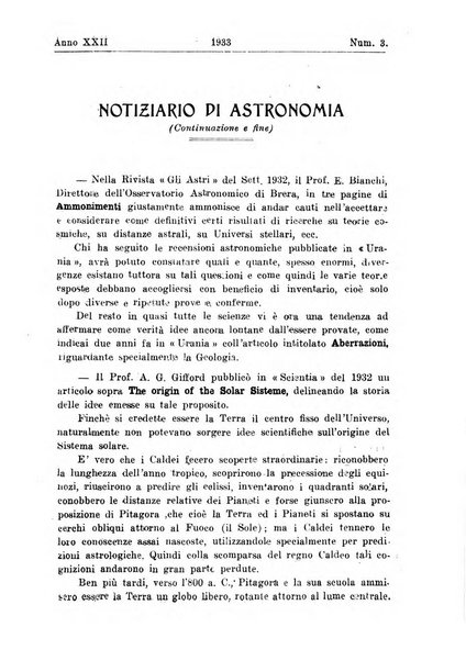 Urania saggi di astronomia popolare e scienze affini