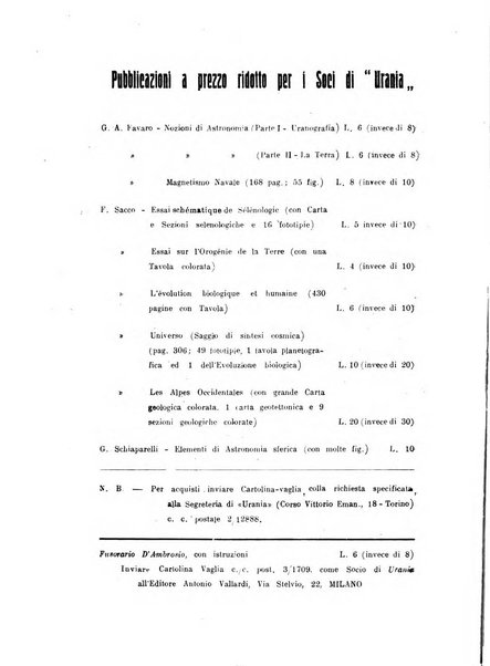 Urania saggi di astronomia popolare e scienze affini