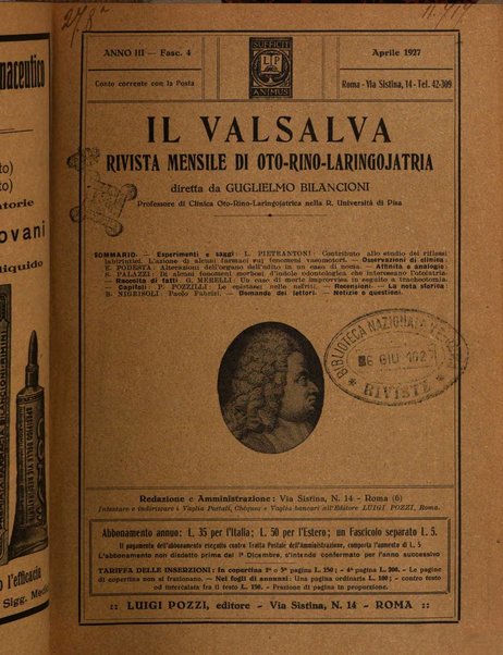 Il Valsalva rivista mensile di oto-rino-laringojatria