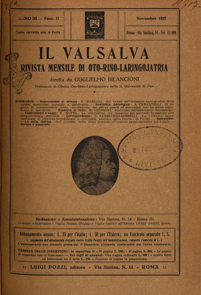 Il Valsalva rivista mensile di oto-rino-laringojatria