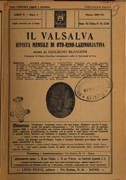 Il Valsalva rivista mensile di oto-rino-laringojatria