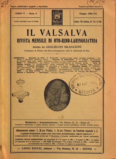 Il Valsalva rivista mensile di oto-rino-laringojatria