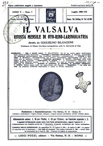 Il Valsalva rivista mensile di oto-rino-laringojatria