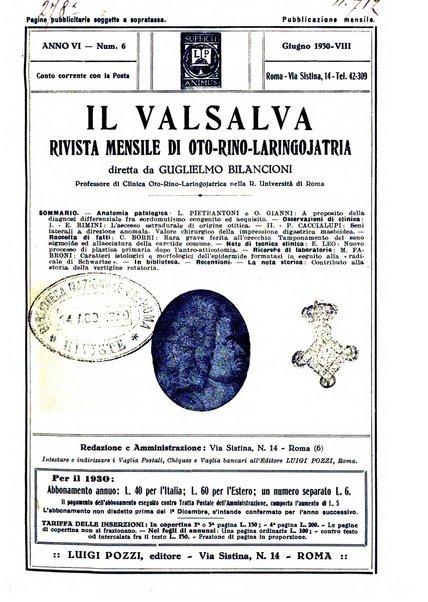 Il Valsalva rivista mensile di oto-rino-laringojatria