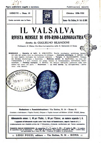 Il Valsalva rivista mensile di oto-rino-laringojatria