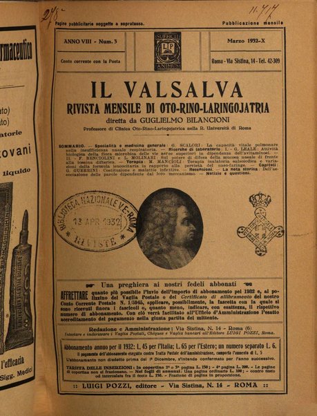 Il Valsalva rivista mensile di oto-rino-laringojatria