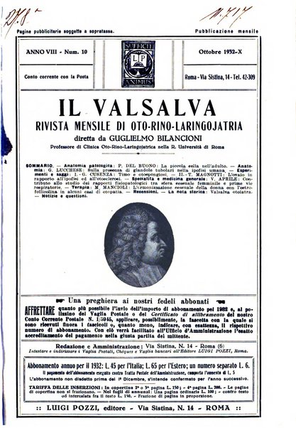 Il Valsalva rivista mensile di oto-rino-laringojatria