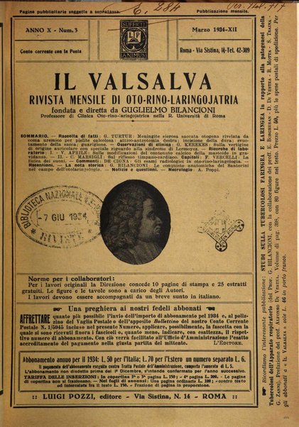 Il Valsalva rivista mensile di oto-rino-laringojatria