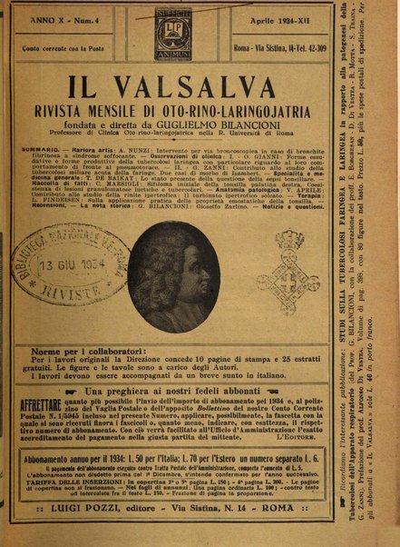 Il Valsalva rivista mensile di oto-rino-laringojatria