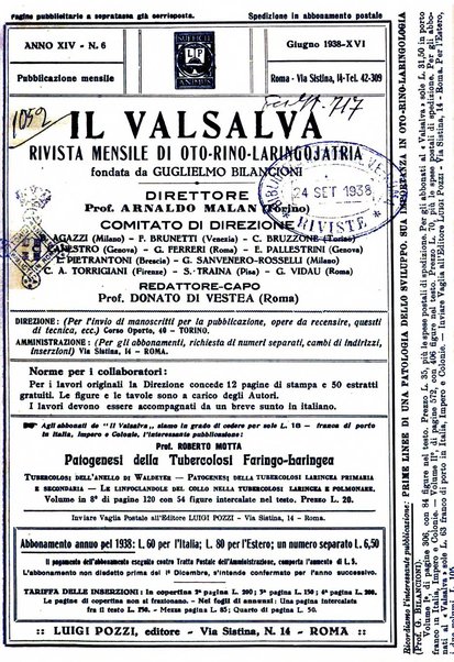 Il Valsalva rivista mensile di oto-rino-laringojatria