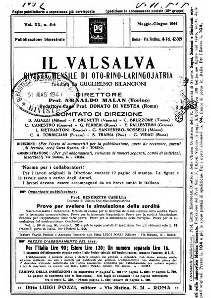 Il Valsalva rivista mensile di oto-rino-laringojatria