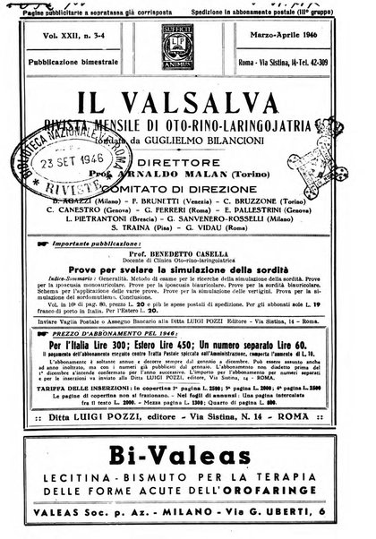 Il Valsalva rivista mensile di oto-rino-laringojatria