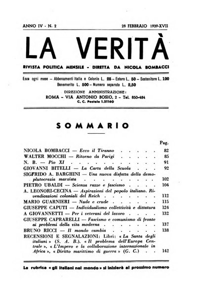 La verita rivista mensile di politica