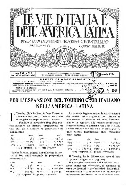 Le vie d'Italia e dell'America latina rivista mensile del Touring club italiano