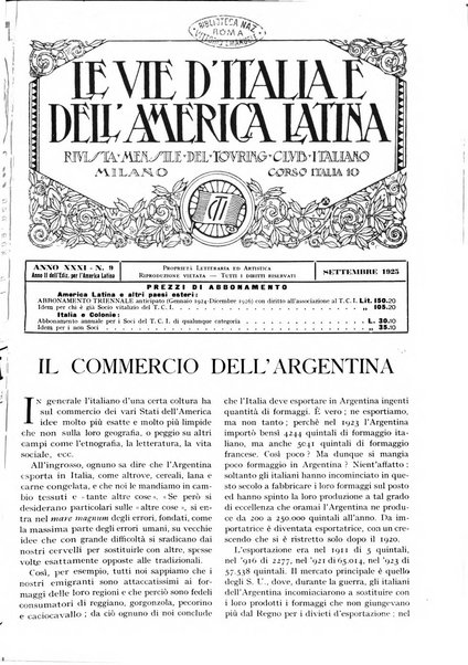 Le vie d'Italia e dell'America latina rivista mensile del Touring club italiano