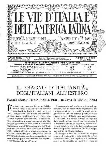 Le vie d'Italia e dell'America latina rivista mensile del Touring club italiano