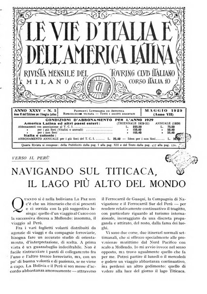 Le vie d'Italia e dell'America latina rivista mensile del Touring club italiano