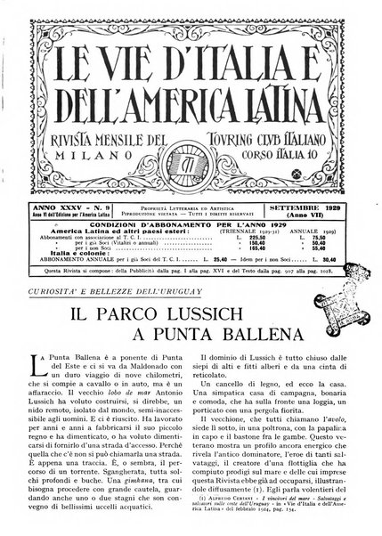 Le vie d'Italia e dell'America latina rivista mensile del Touring club italiano