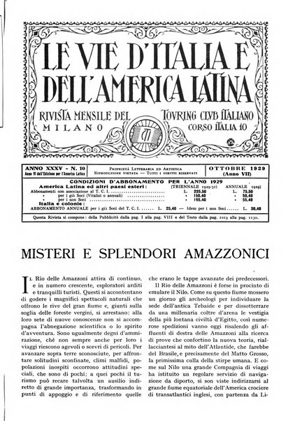 Le vie d'Italia e dell'America latina rivista mensile del Touring club italiano