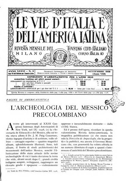 Le vie d'Italia e dell'America latina rivista mensile del Touring club italiano