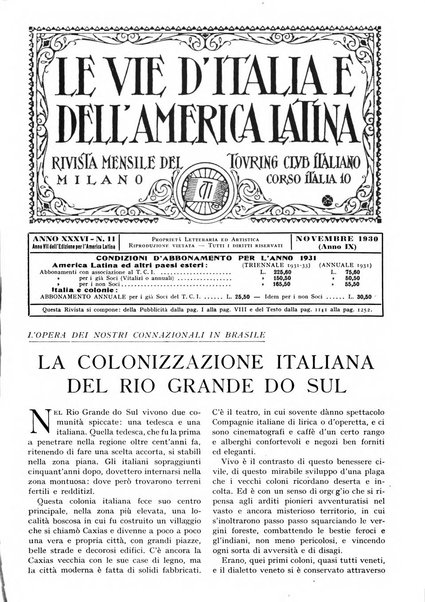 Le vie d'Italia e dell'America latina rivista mensile del Touring club italiano