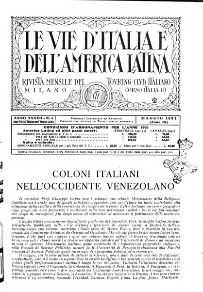 Le vie d'Italia e dell'America latina rivista mensile del Touring club italiano