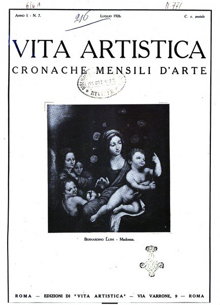 Vita artistica cronache mensili d'arte