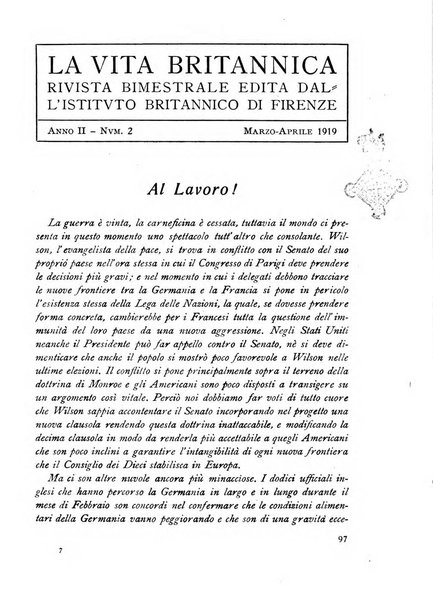 La vita britannica rivista bimestrale edita dall'Istituto britannico di Firenze