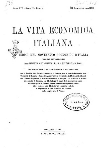 La vita economica italiana indici del movimento economico d'Italia