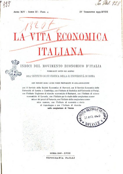 La vita economica italiana indici del movimento economico d'Italia