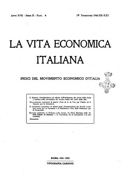 La vita economica italiana indici del movimento economico d'Italia