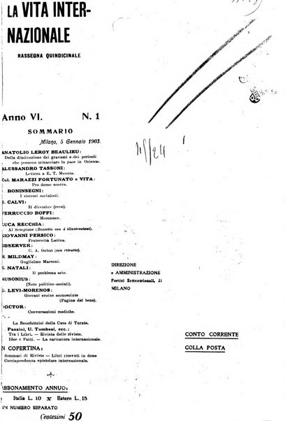 La vita internazionale rassegna quindicinale