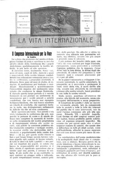 La vita internazionale rassegna quindicinale