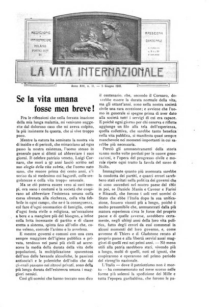 La vita internazionale rassegna quindicinale