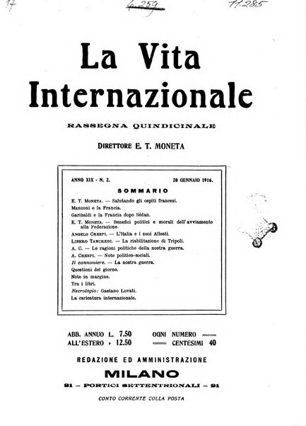 La vita internazionale rassegna quindicinale