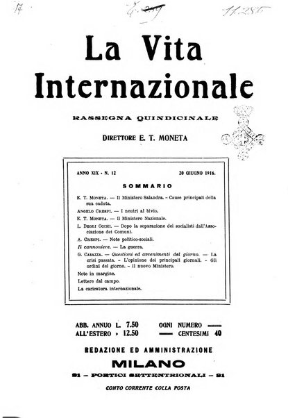 La vita internazionale rassegna quindicinale