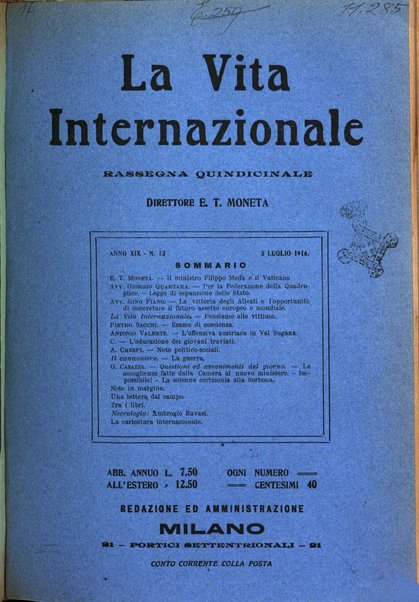 La vita internazionale rassegna quindicinale