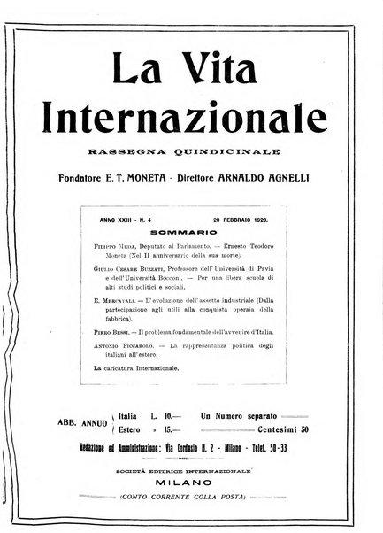 La vita internazionale rassegna quindicinale