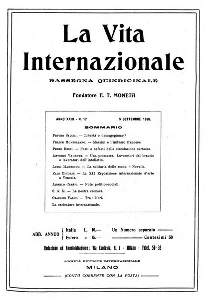 La vita internazionale rassegna quindicinale