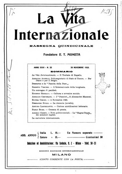 La vita internazionale rassegna quindicinale