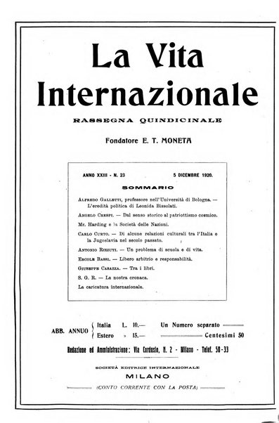 La vita internazionale rassegna quindicinale